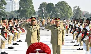 General Sahir Shamshad Mirza farewell meeting with COAS Field Marshal Asim Munir at GHQ Rawalpindi