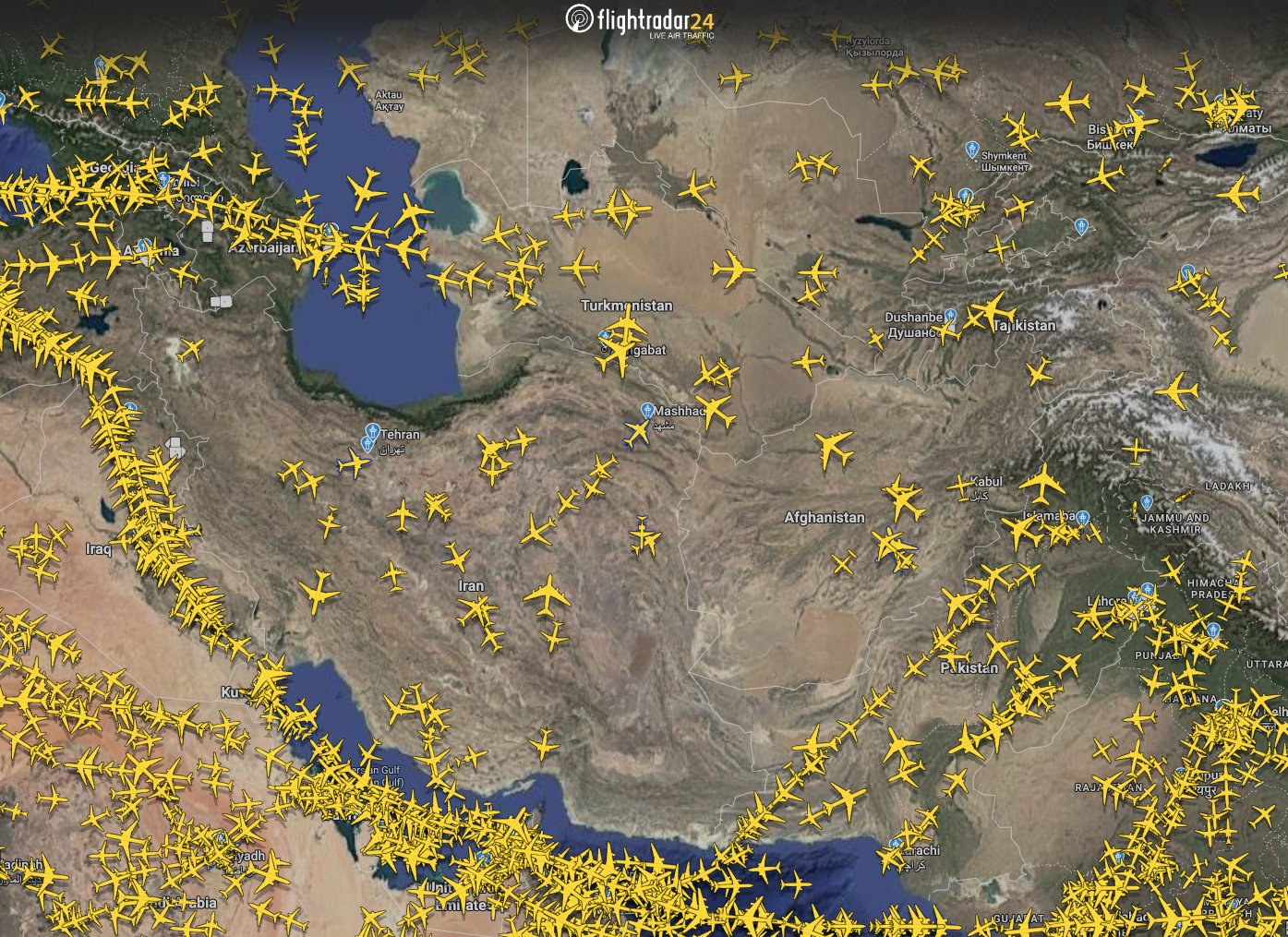 Aircraft flying near Iran’s airspace during temporary closure amid US-Iran tensions