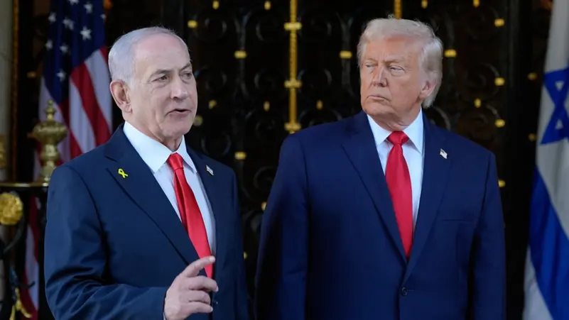 Israeli Prime Minister Benjamin Netanyahu and US President Donald Trump during a bilateral meeting amid Iran nuclear talks