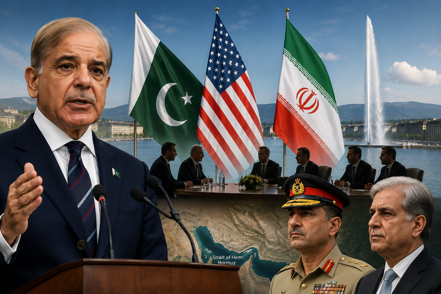 Pakistan Prime Minister Shehbaz Sharif addresses parliament while discussing diplomatic efforts related to the US-Iran peace agreement.
